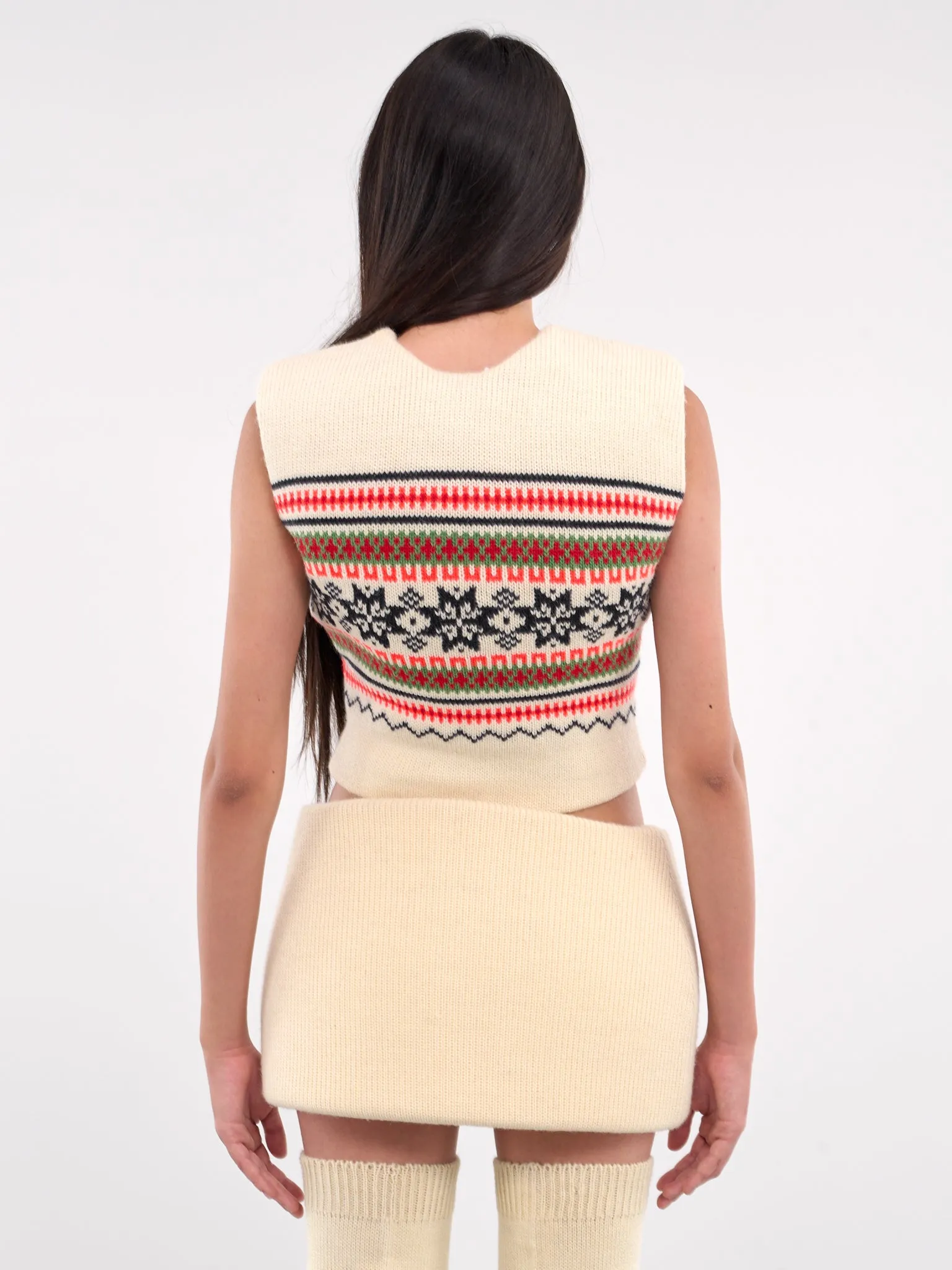 Cropped Foam Knit Sweater (TO04073-3024-GREEN-RED) sold by lorenzo product image thumbnail 3
