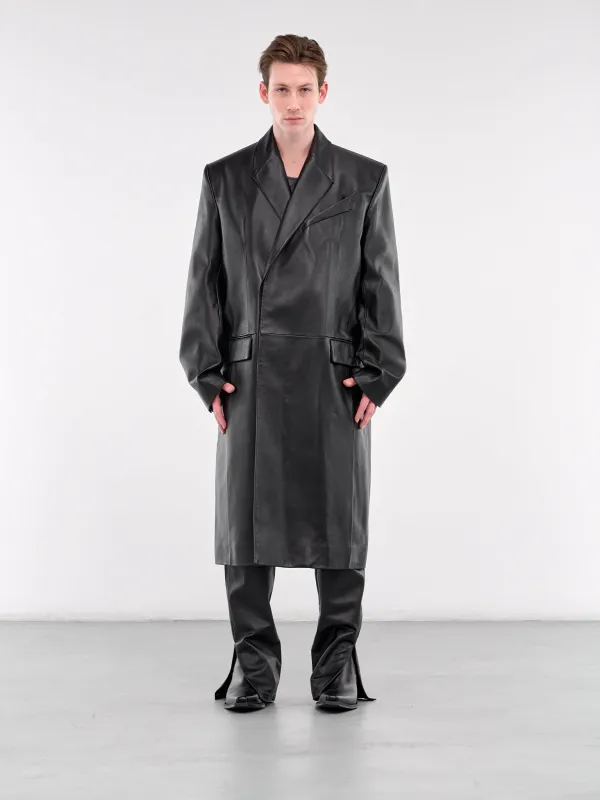 Lamb Leather Coat (24F9MA0179-CUI1-BLACK) made by Mugler