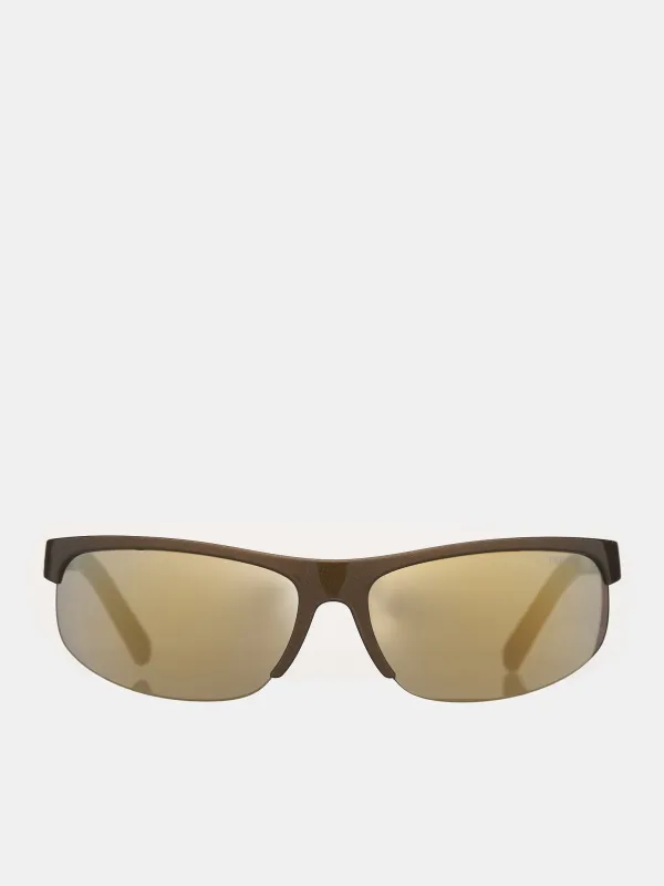 A02S Sunglasses (0MU-A02S-RUST-BROWN-MIRROR-GOL) sold by lorenzo