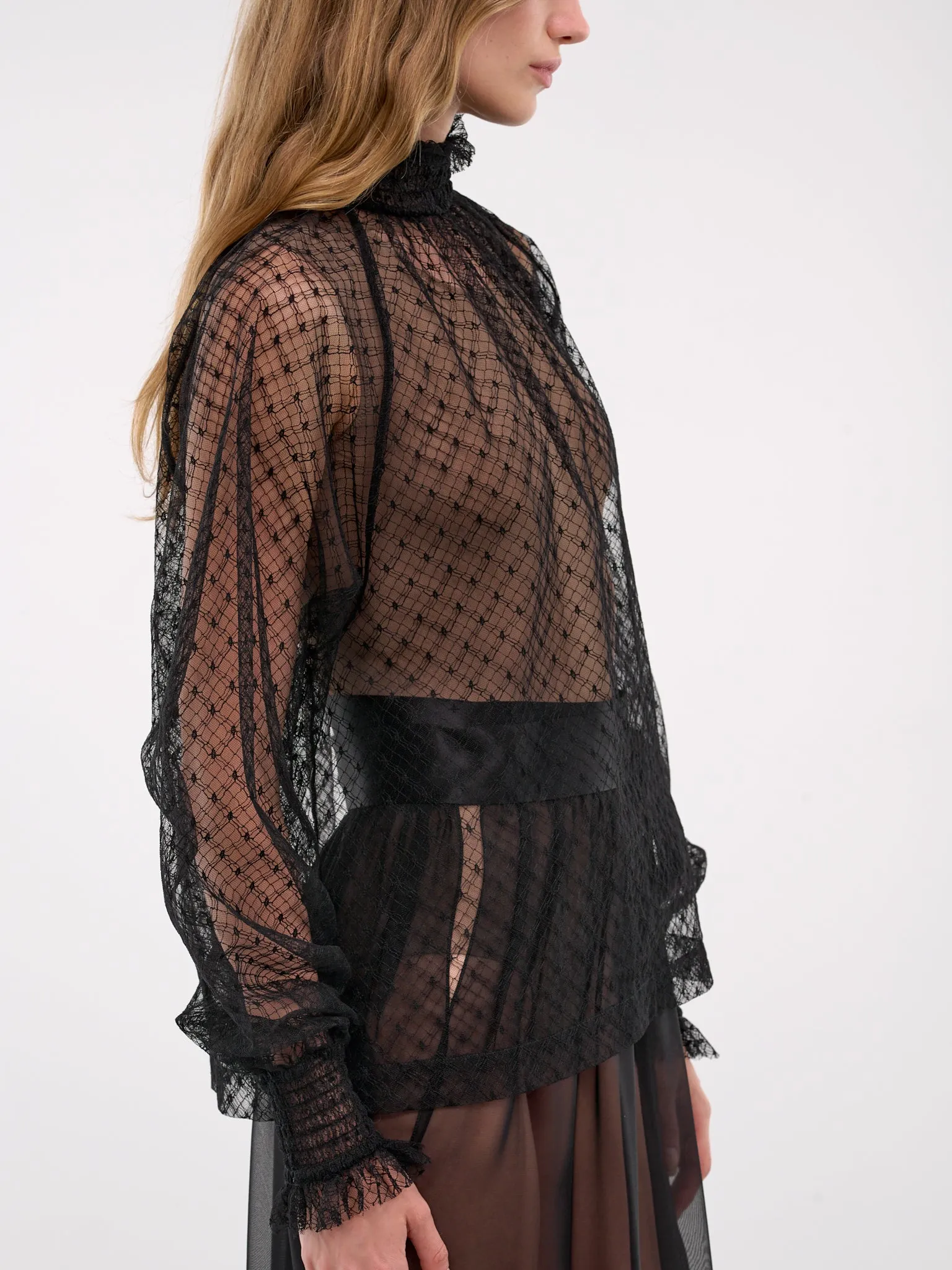 Sheer Blouse (F79EMT-FLSK8-N0000-BLACK) sold by lorenzo product image thumbnail 5