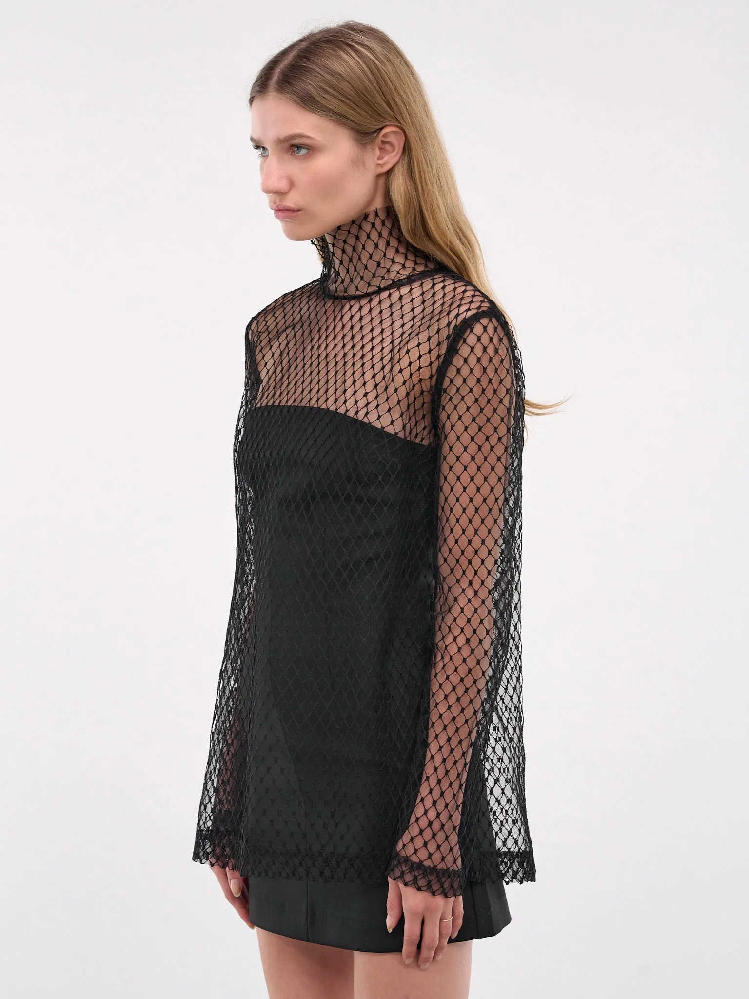 Mesh Blouse (F7AI7T-HLM83-N0000-BLACK) sold by lorenzo product image thumbnail 2