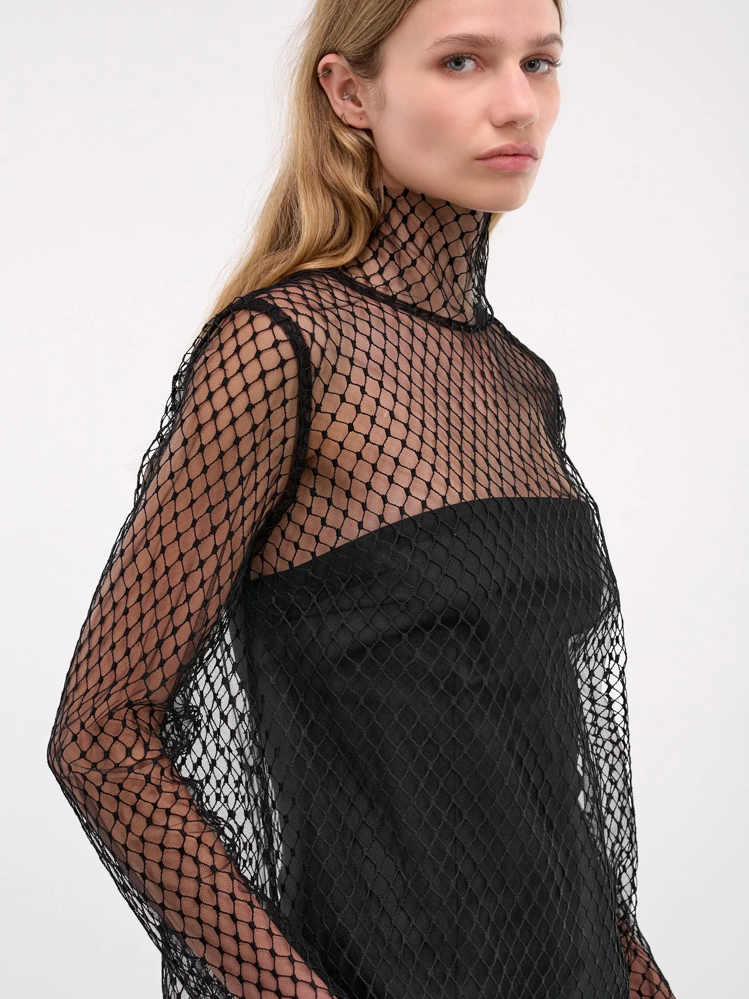 Mesh Blouse (F7AI7T-HLM83-N0000-BLACK) sold by lorenzo product image thumbnail 4