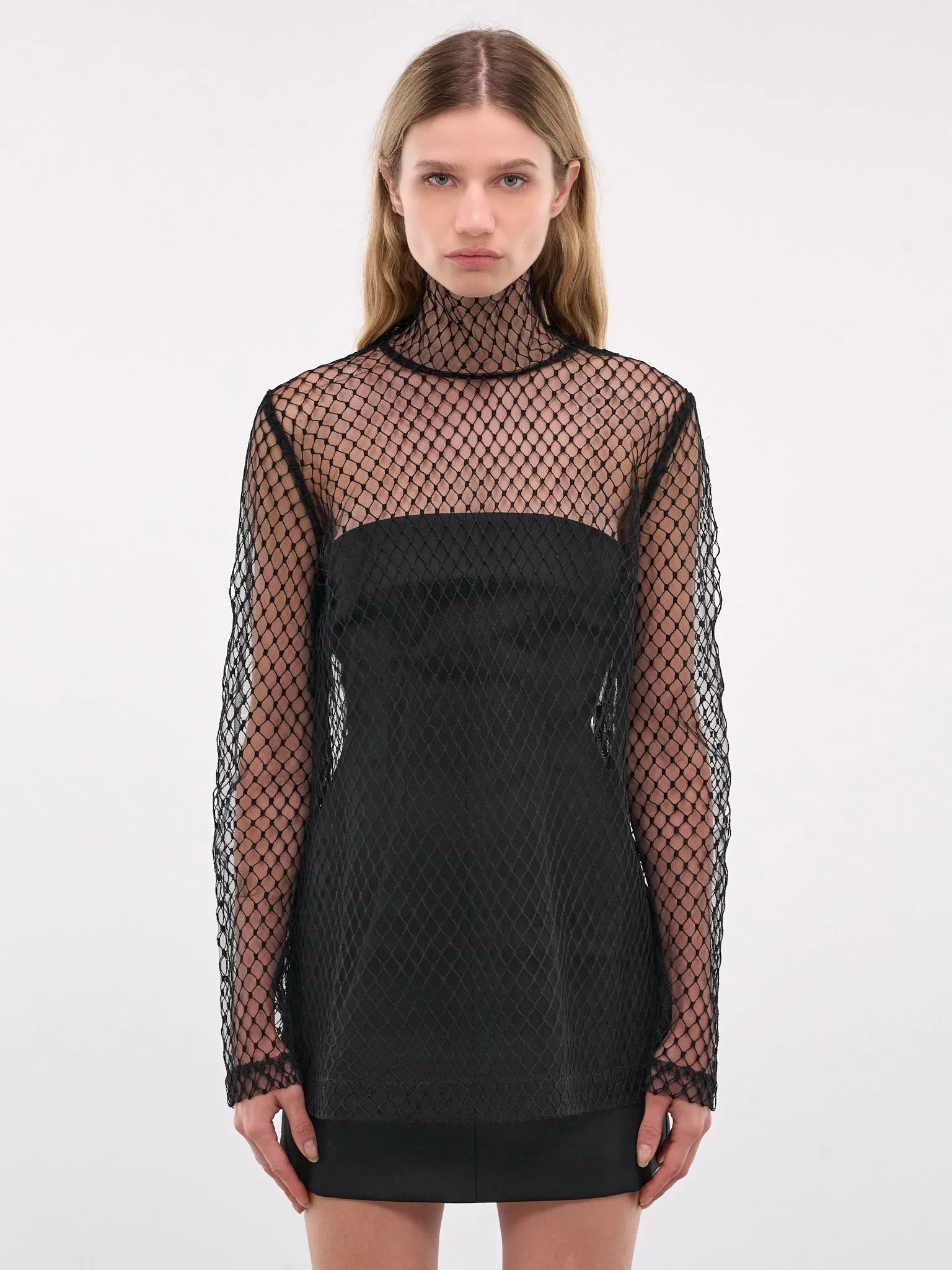Mesh Blouse (F7AI7T-HLM83-N0000-BLACK) sold by lorenzo