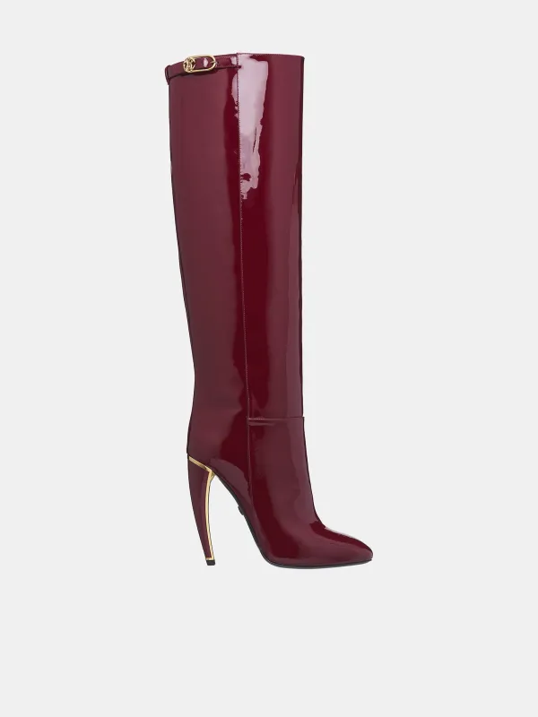 Patent Leather Knee High Boots (TKS015-PZV00C-BORDEAUX) sold by lorenzo