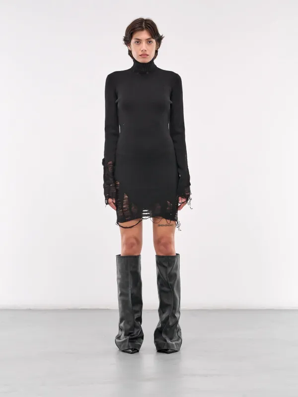 Distressed Mini Dress (S62DA0030-M13070-BLACK) made by Maison Margiela