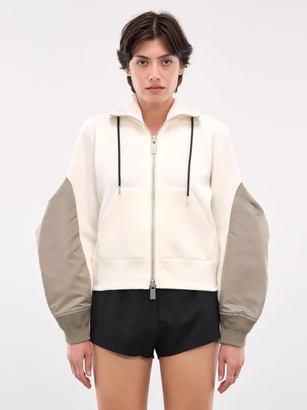 Nylon Twill x Sponge Sweat Hoodie (24-07536-198-IVORY-LIGHT-KHAKI) sold by lorenzo