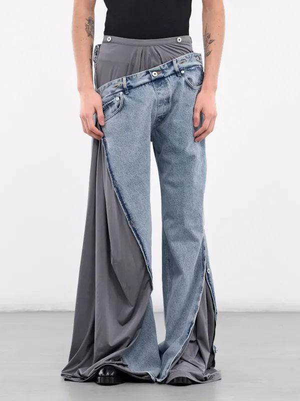 Collapsed Waist Jeans (107PA007-D14-ICE-BLUE-GREY) sold by lorenzo