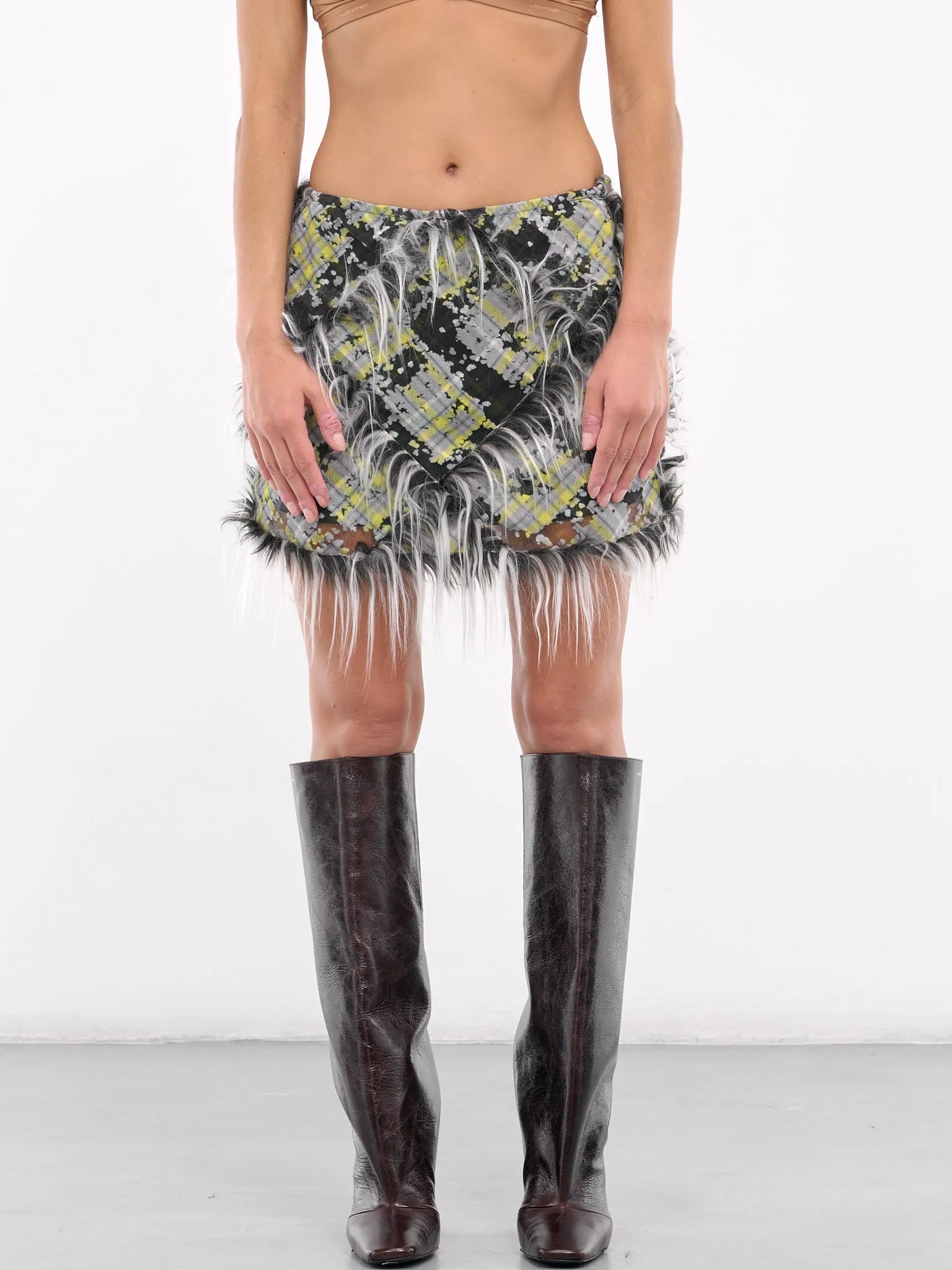 Sheer Faux Fur Mini Skirt (A16509-0CLBX-VERY-BLACK) sold by lorenzo