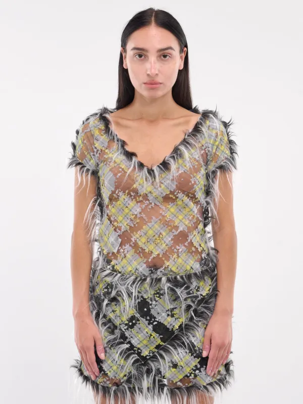 Sheer Faux Fur Top (A16506-0CLBX-VERY-BLACK) sold by lorenzo