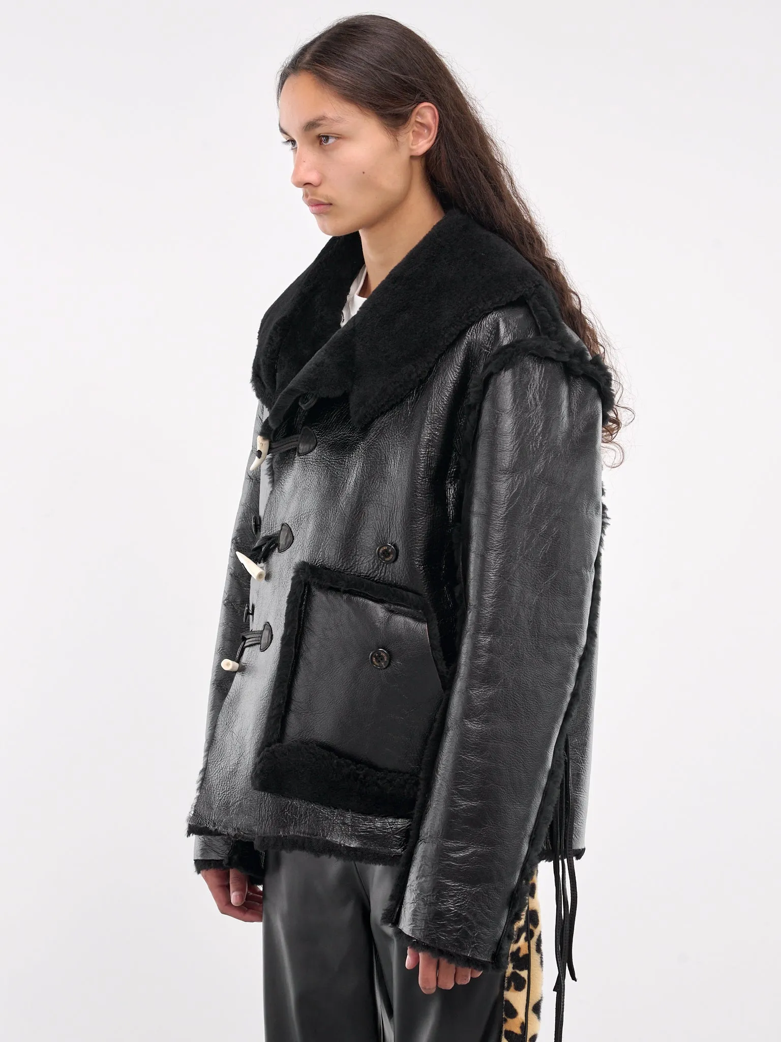 Leather Shearling Jacket (LT-SV-NYA-1001-BLACK) sold by lorenzo product image thumbnail 2