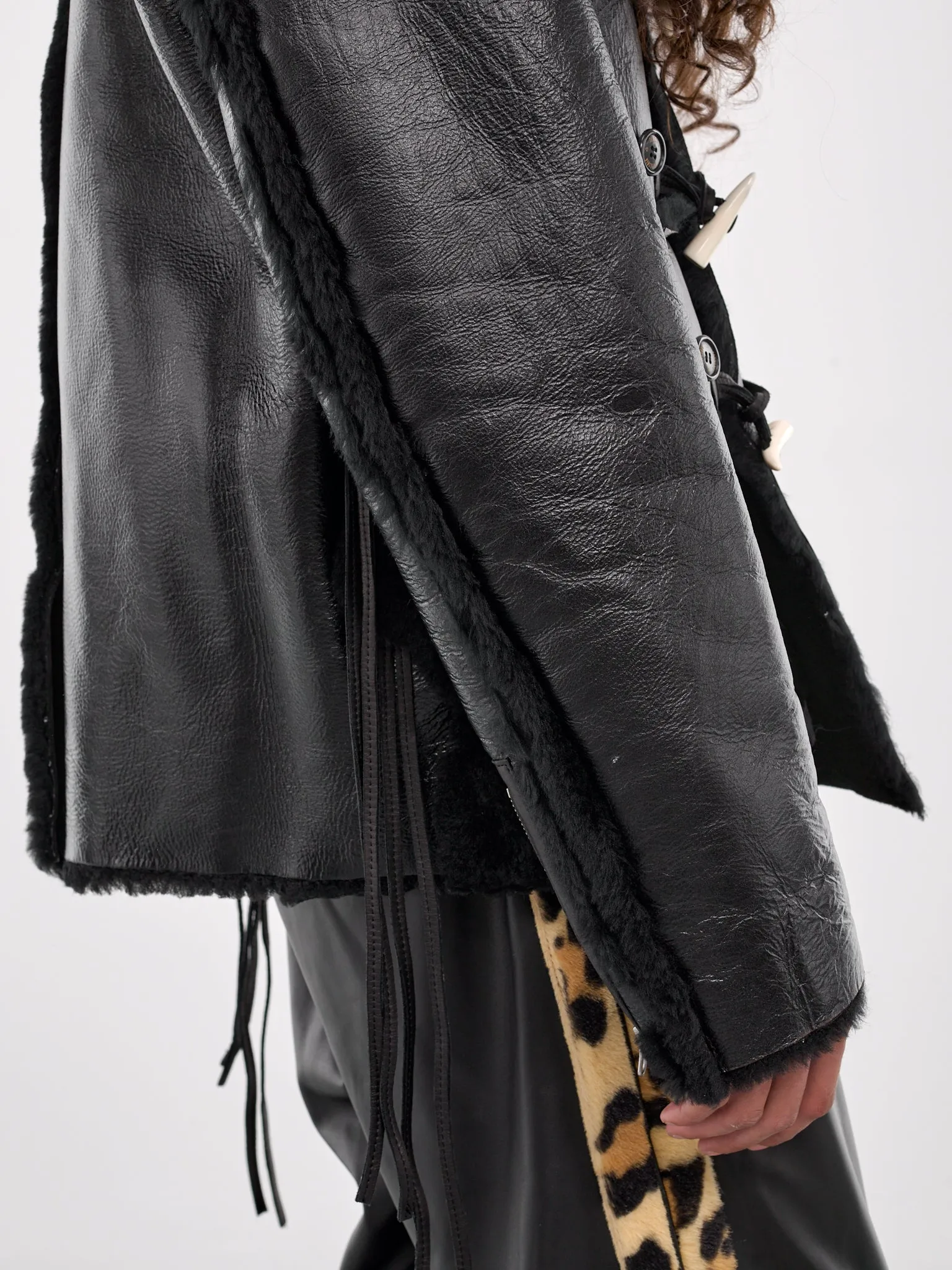 Leather Shearling Jacket (LT-SV-NYA-1001-BLACK) sold by lorenzo product image thumbnail 4
