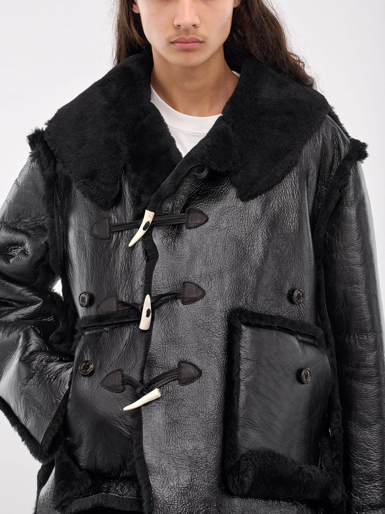 Leather Shearling Jacket (LT-SV-NYA-1001-BLACK) sold by lorenzo product image thumbnail 5