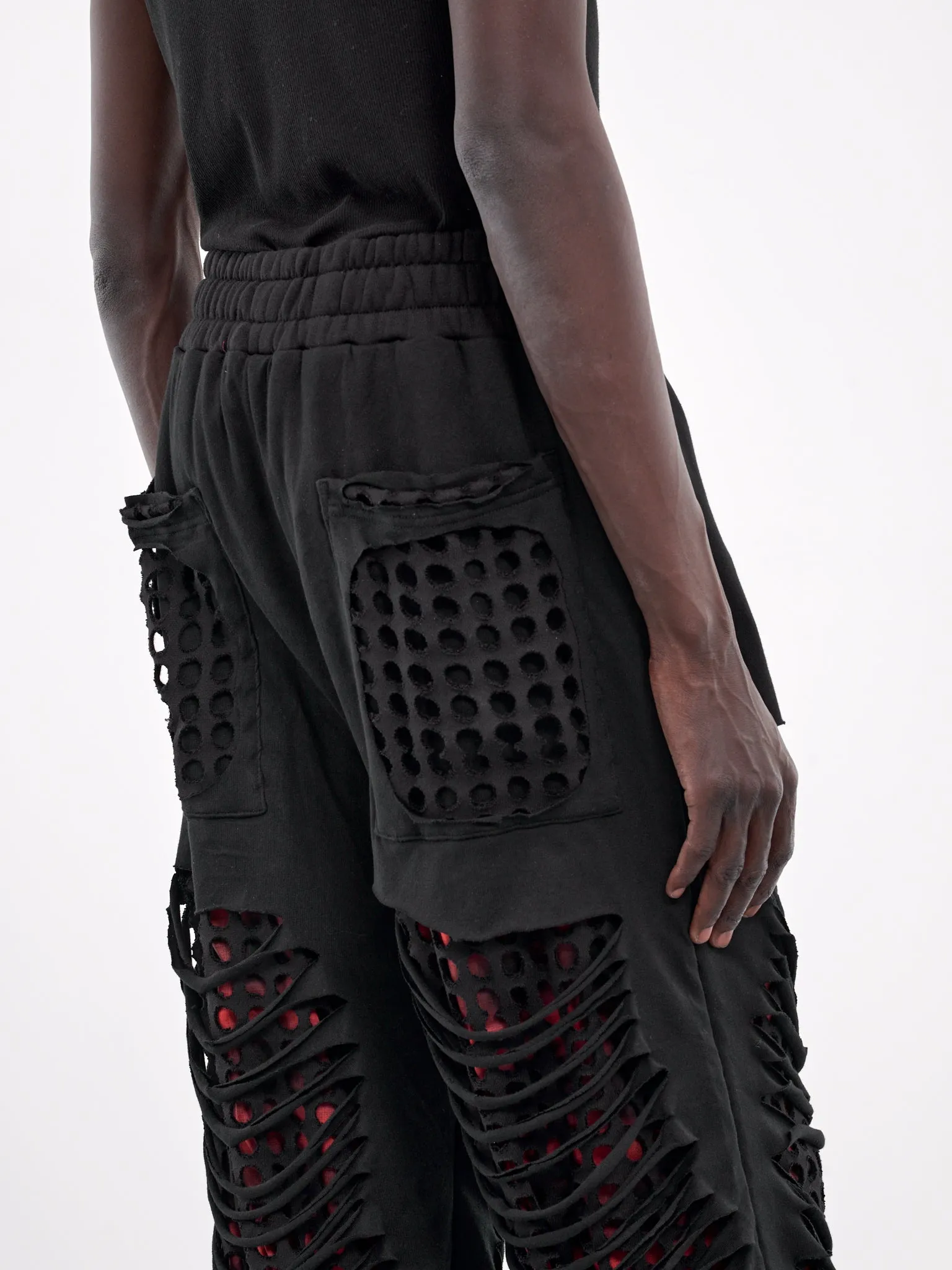 Cut-Hole Sweat Pants (HB-PT-4236-BLACK) sold by lorenzo product image thumbnail 5