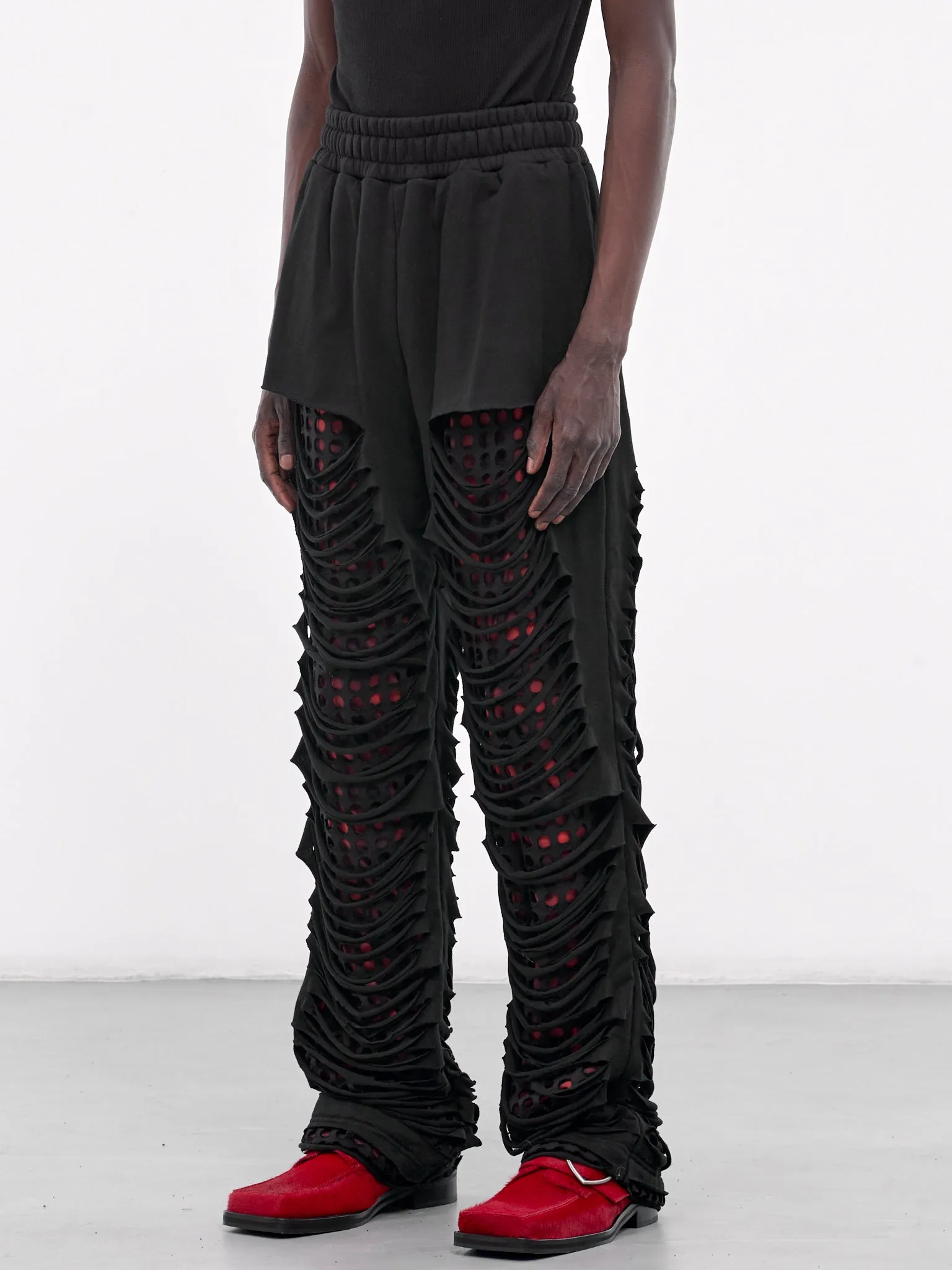 Cut-Hole Sweat Pants (HB-PT-4236-BLACK) sold by lorenzo product image thumbnail 2