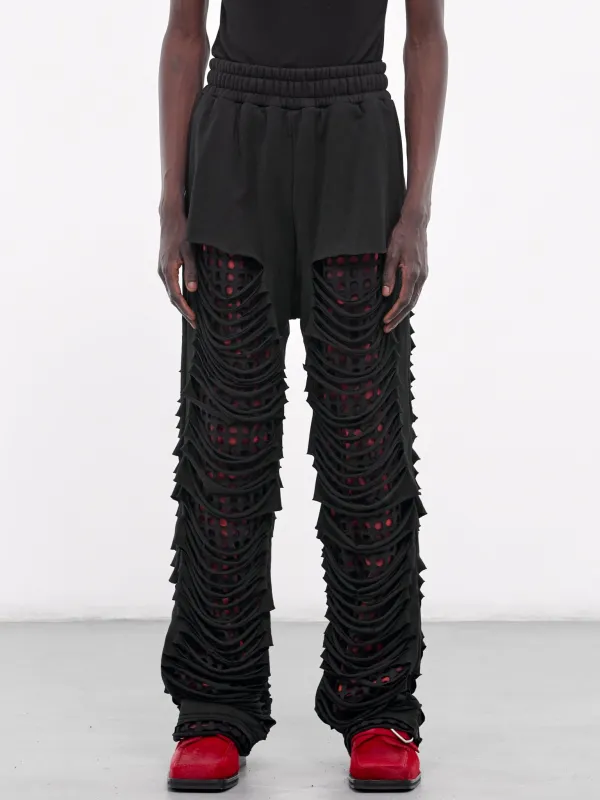 Cut-Hole Sweat Pants (HB-PT-4236-BLACK) sold by lorenzo