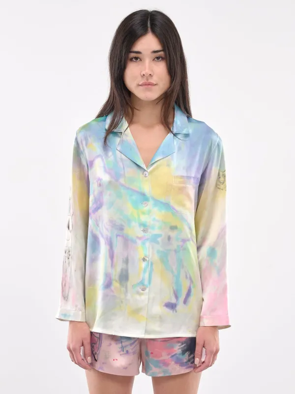 Hand Dyed & Illustrated Shirt (CB24HL08-BEIGE-PINK-MULTI) sold by lorenzo