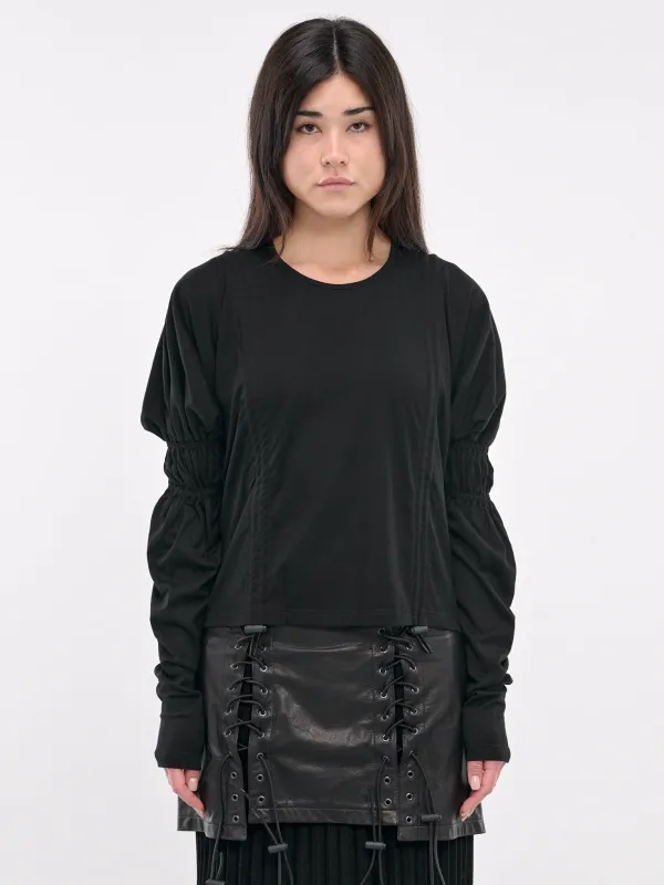 Gathered String Top (LO-T01-038-BLACK) sold by lorenzo