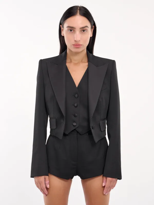 Wool Gabardine Blazer & Waistcoat (F29YRT-FU28J-BLACK) sold by lorenzo