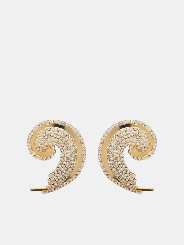 Spiral Crystal Earrings (RR-A070211-GOLD) sold by lorenzo