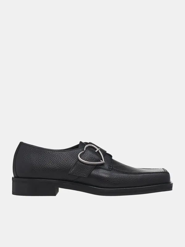 Square Toe Buckle Loafers (1055LP07001M-BLACK) sold by lorenzo