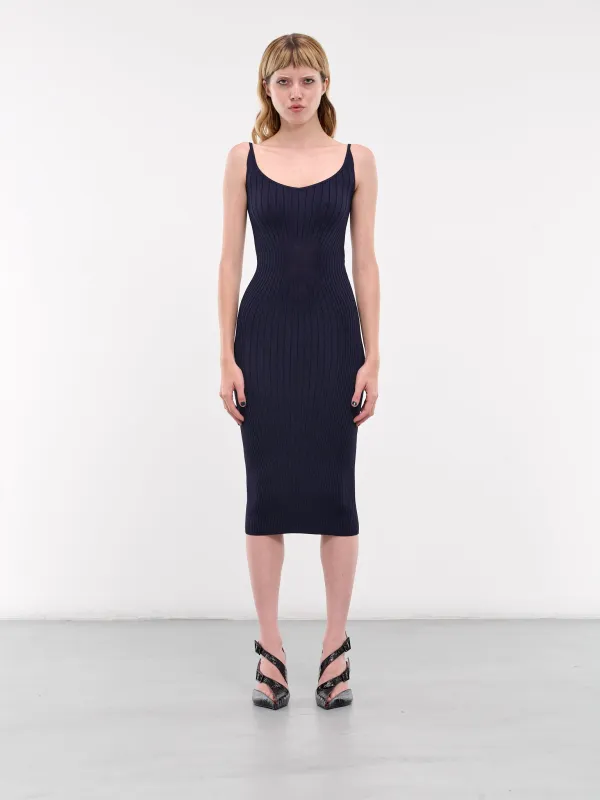 Contoured Rib-Knit Midi Dress (24WR016291116-TECHNICAL-BLUE) made by Mugler