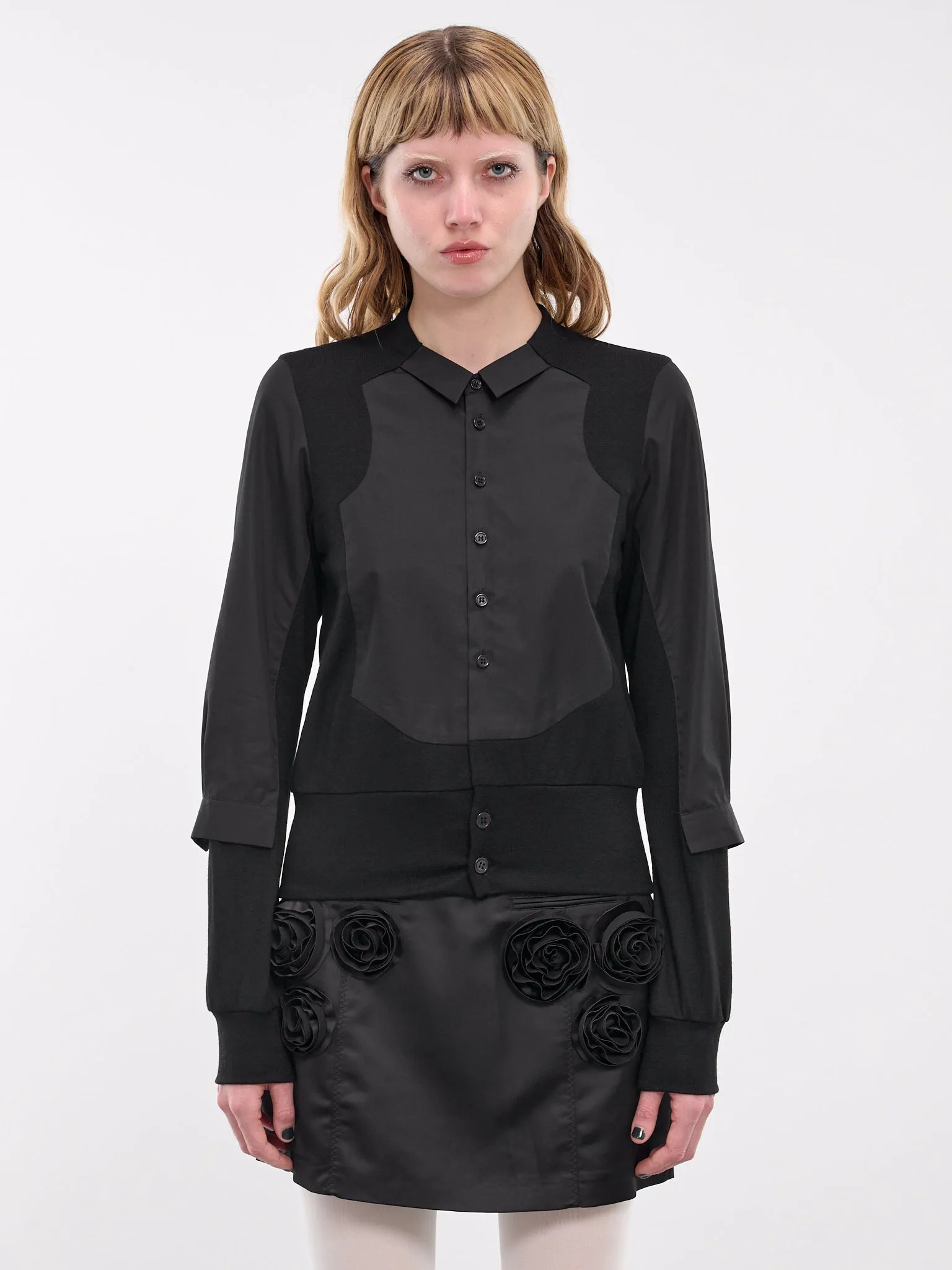 Hybrid Shirt Cardigan (3N-B008-051-BLACK) sold by lorenzo