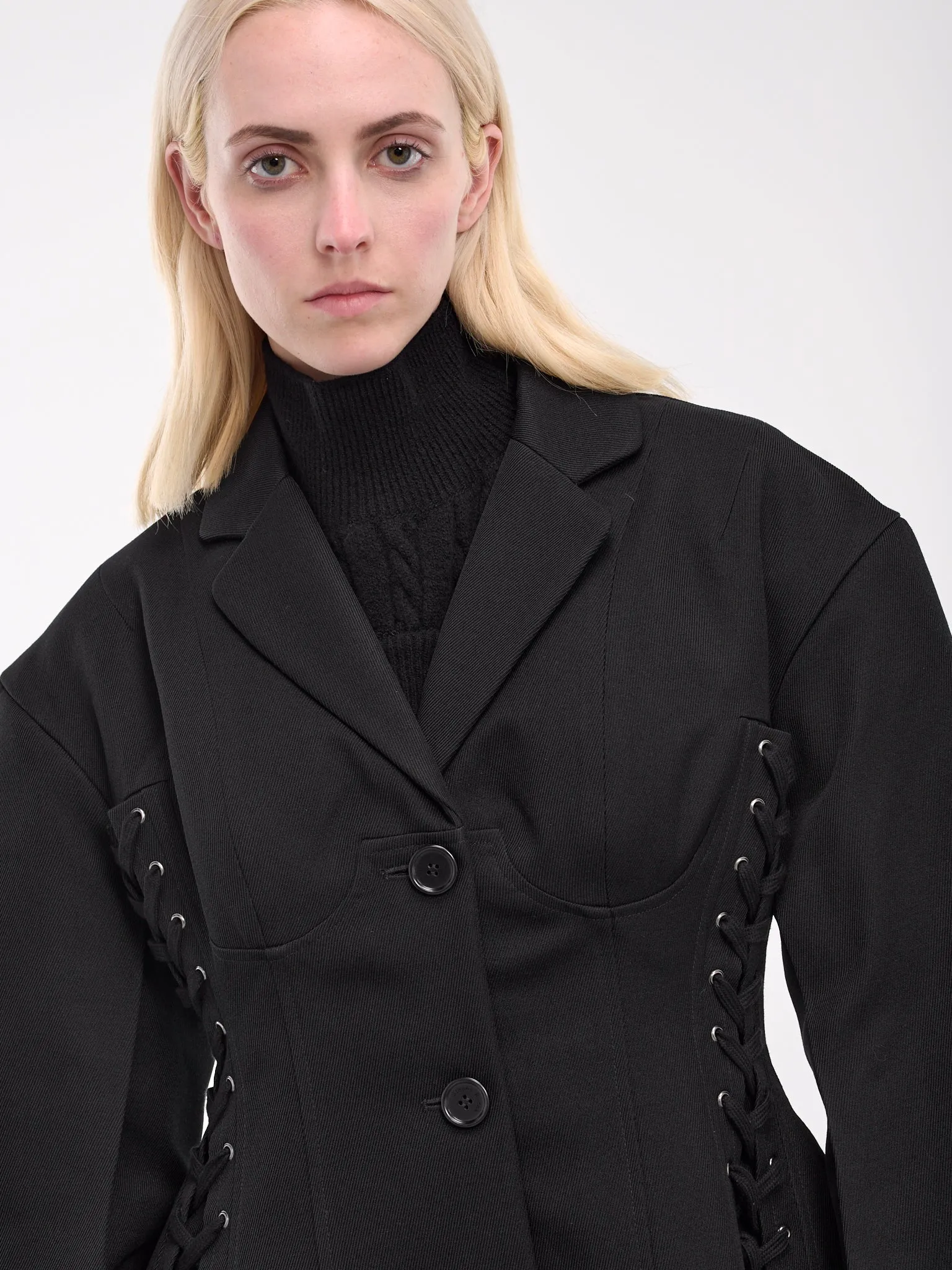 Puff Sculpted Corset Jacket (6109-0297-BLACK) sold by lorenzo product image thumbnail 5