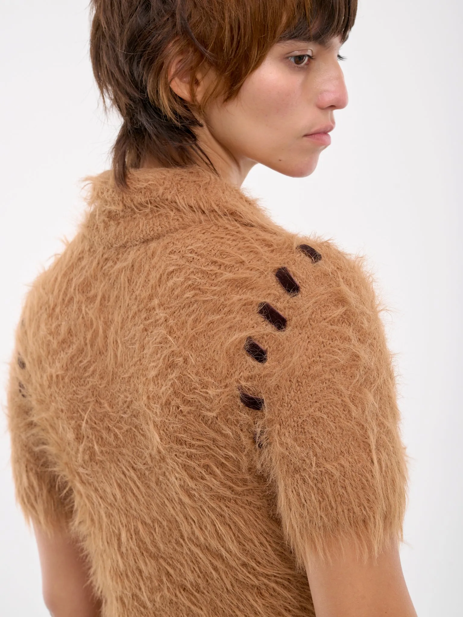 Bear Knit Polo Top (ATB1186W-BROWN) sold by lorenzo product image thumbnail 4