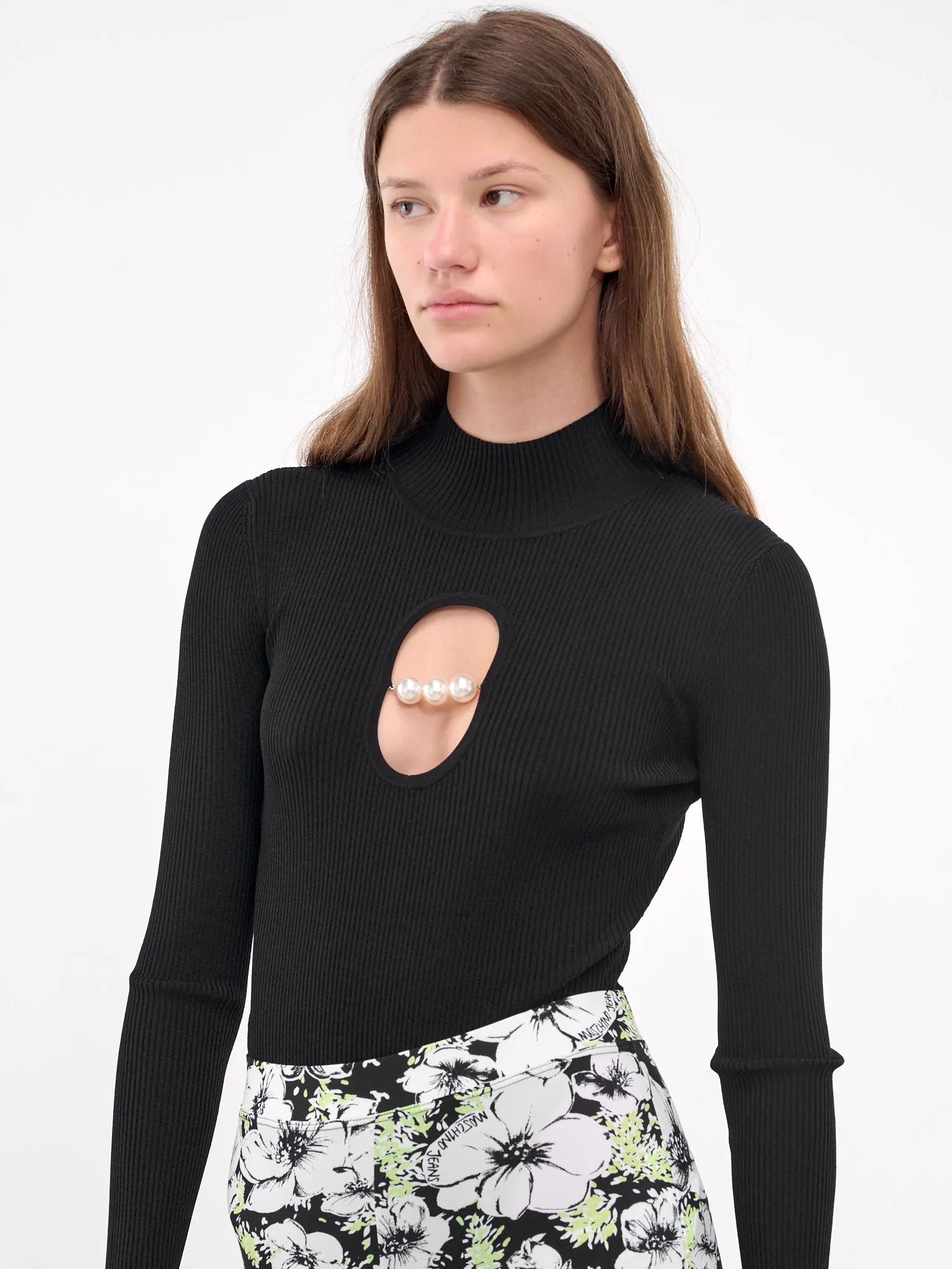 Pearl Cut-Out Bodysuit (A1180-8701-BLACK) sold by lorenzo product image thumbnail 5