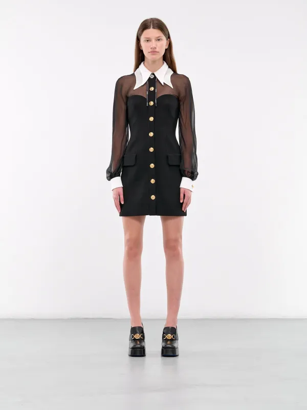 Contrast Collar Bustier Mini Dress (1016686-1A12255--1B000-BLACK) sold by lorenzo