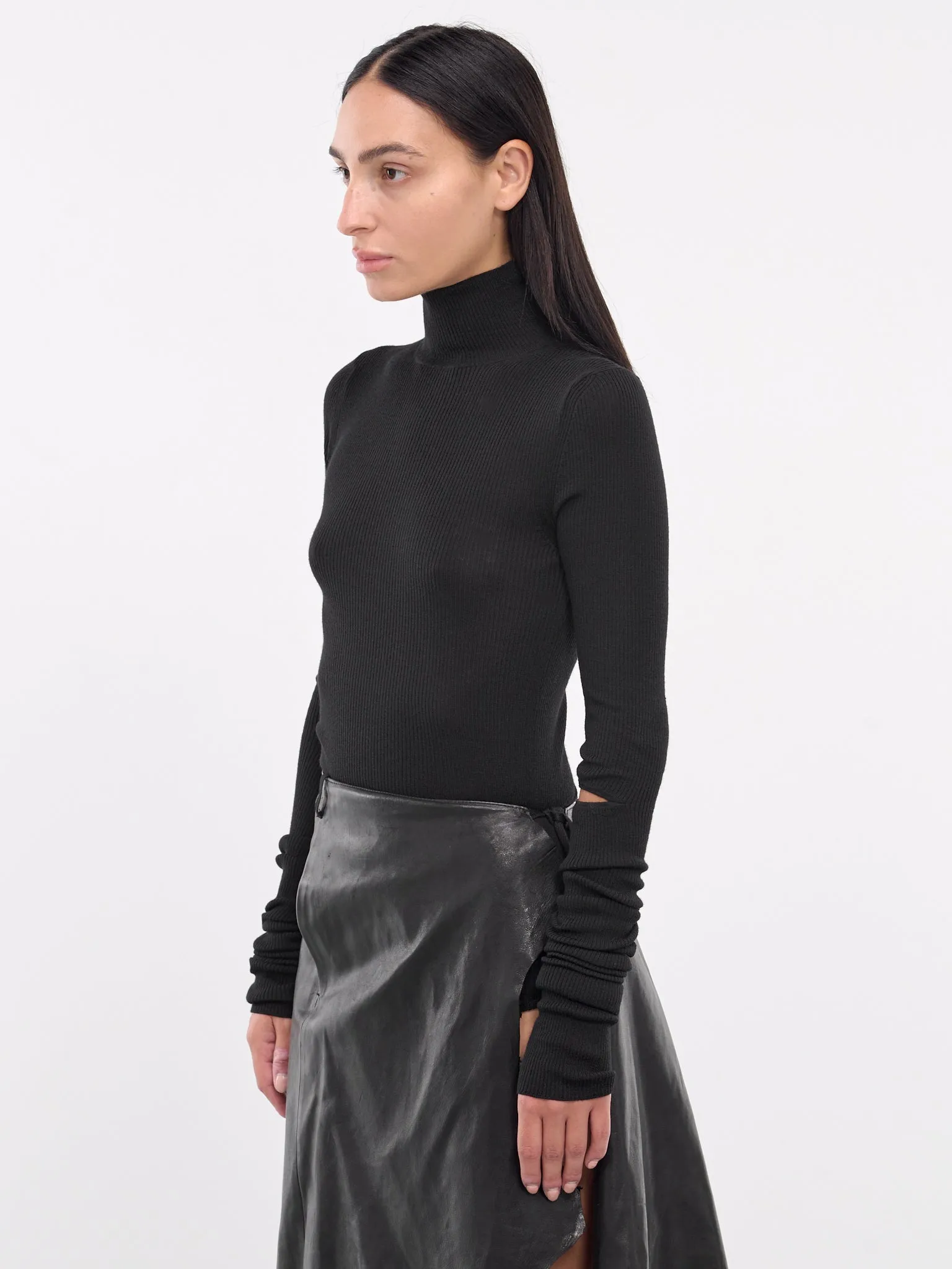 Olenka Ribbed Turtleneck (B0012284-KN043-BLACK) sold by lorenzo product image thumbnail 2