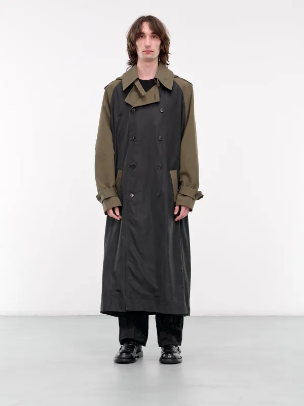 Hooded Two-Tone Trench Coat (UW74F24-MILITARY-GREY) sold by lorenzo