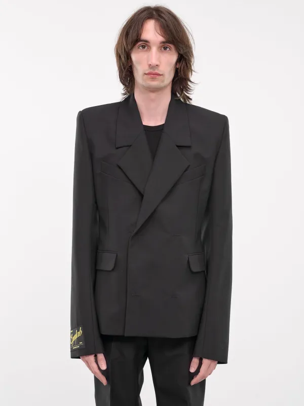 Fitted Double Breasted Jacket (BL-002-A-BLACK) made by lorenzo