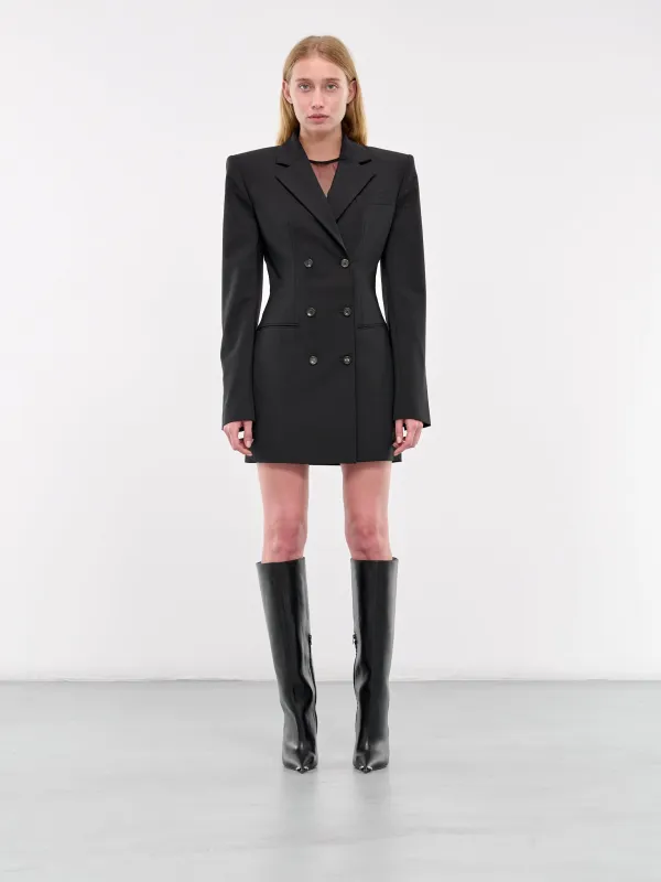 Double-Breasted Wide Shoulders Blazer (JKT029-BLACK) sold by lorenzo