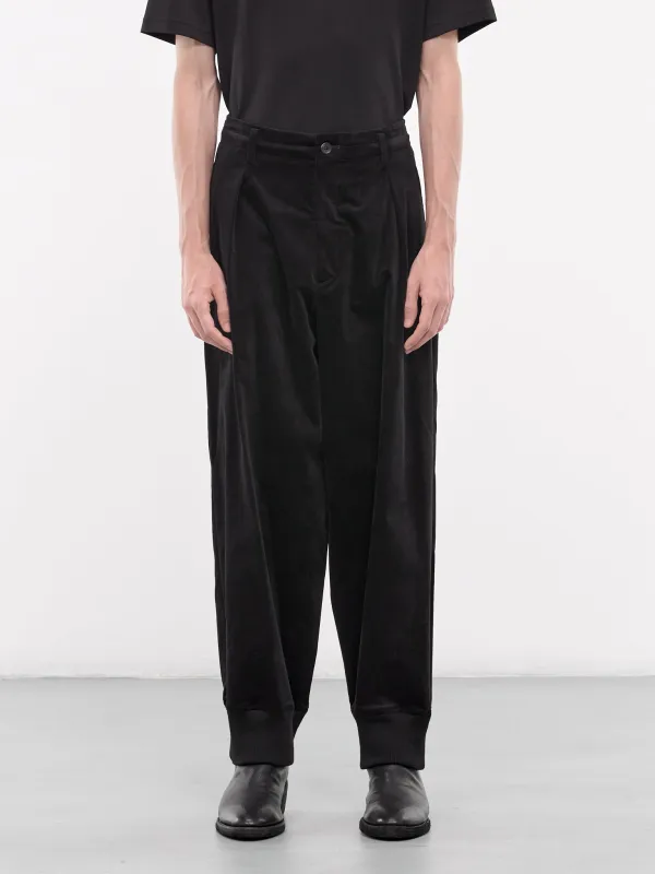 M-Hem Rib Velvet Pants (HO-P37-056-1-BLACK) sold by lorenzo