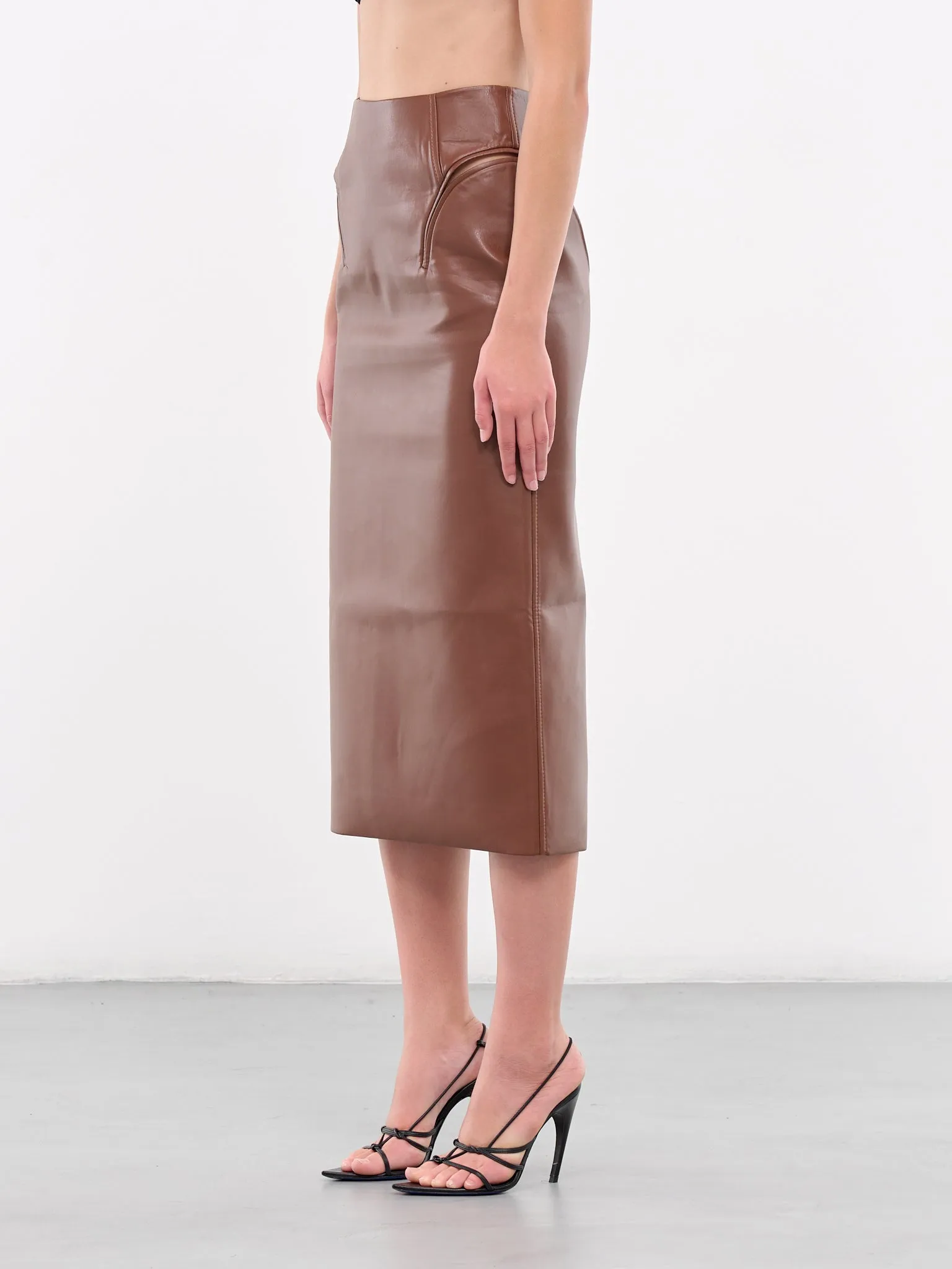 Side Cut Skirt (SKVLBR06-BROWN) sold by lorenzo product image thumbnail 2