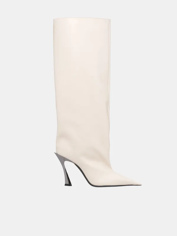 Brushed Calf Knee High Boots (SC053-CL055-IVORY) made by Mugler