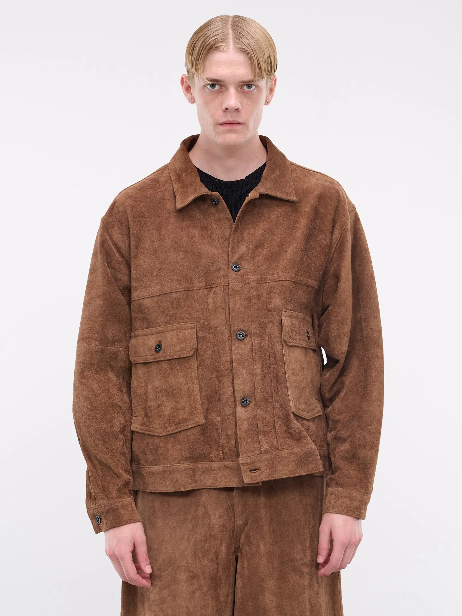 Suede Trucker Jacket (AUJ2407-BIG-CAMEL) sold by lorenzo