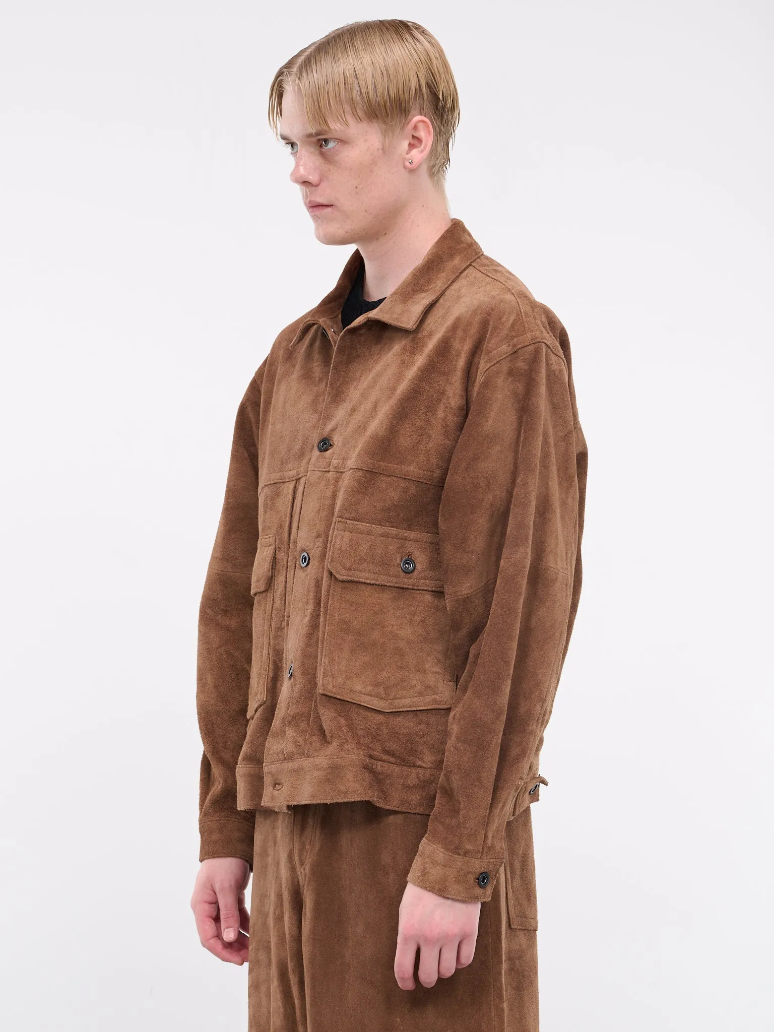 Suede Trucker Jacket (AUJ2407-BIG-CAMEL) sold by lorenzo product image thumbnail 2