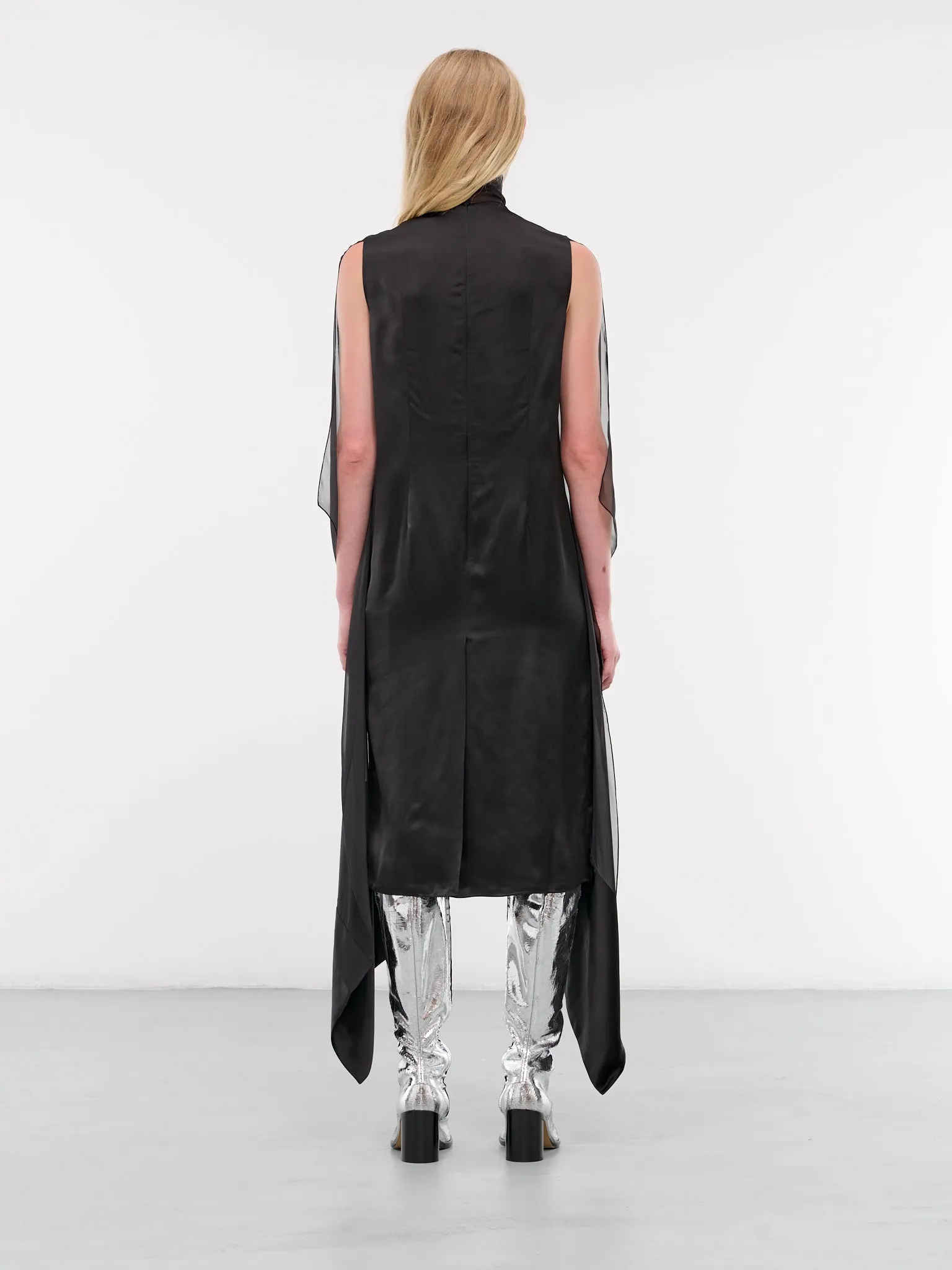 Draped Silk Dress (S2WDR08-BLACK) sold by lorenzo product image thumbnail 3