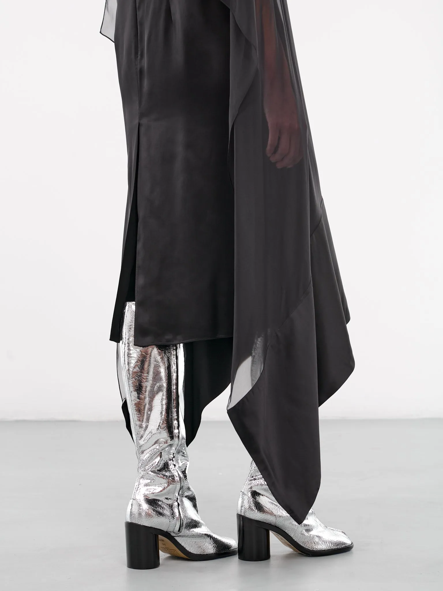 Draped Silk Dress (S2WDR08-BLACK) sold by lorenzo product image thumbnail 4