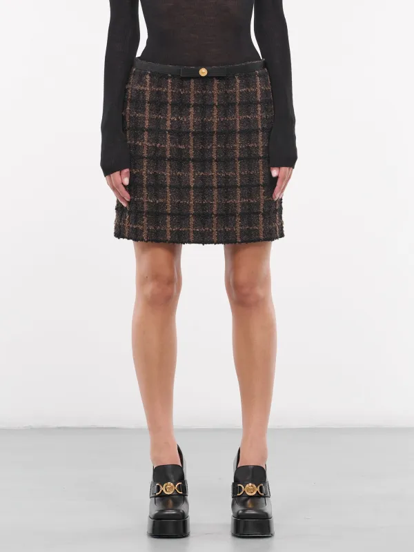 Plaid Medusa Mini Skirt (1017308-1A12269-BROWN-BLACK) sold by lorenzo