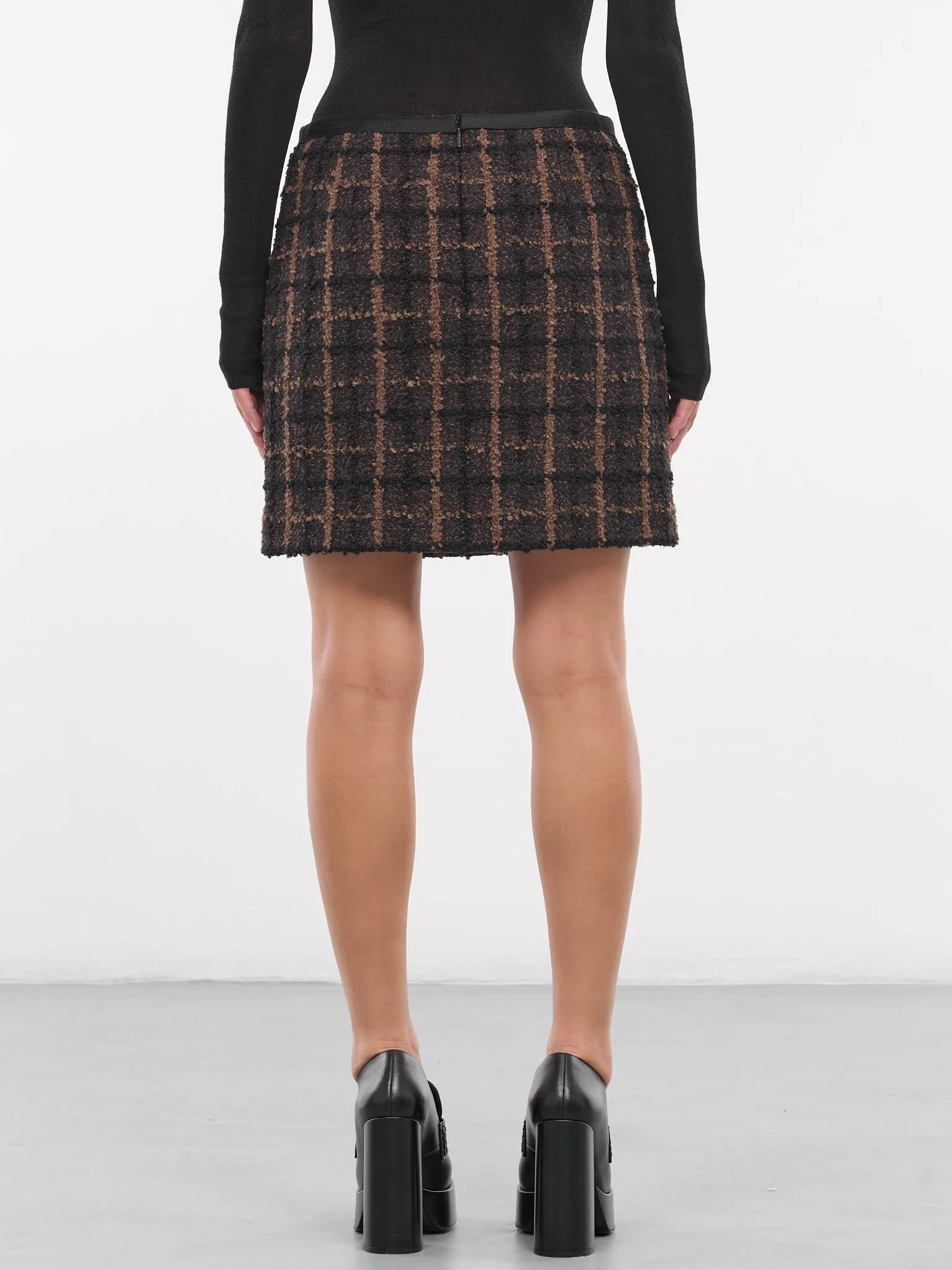 Plaid Medusa Mini Skirt (1017308-1A12269-BROWN-BLACK) sold by lorenzo product image thumbnail 3