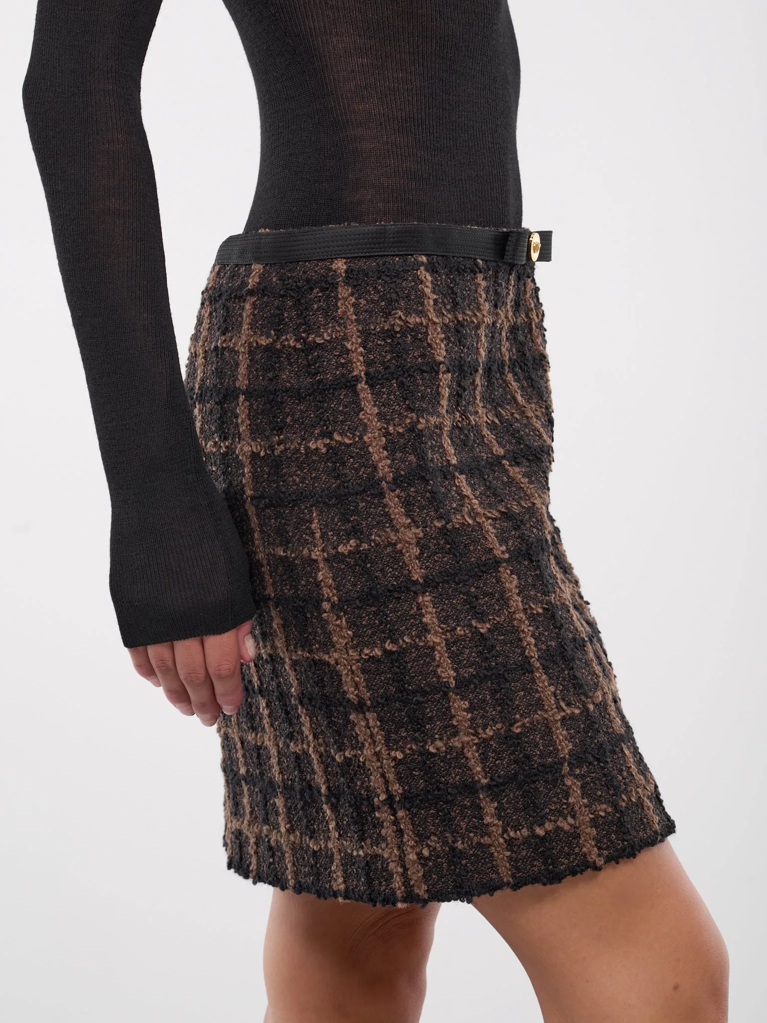Plaid Medusa Mini Skirt (1017308-1A12269-BROWN-BLACK) sold by lorenzo product image thumbnail 4