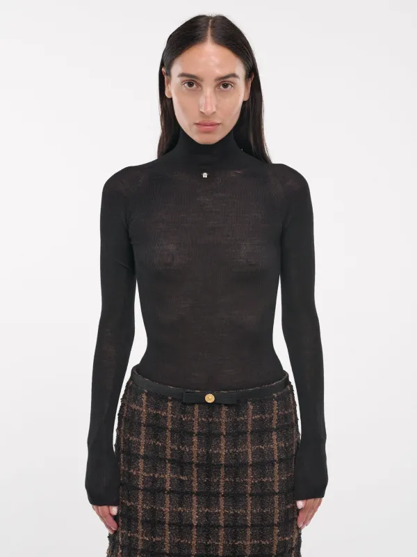Medusa Rib-Knit Turtleneck (1017241-1A11022-1B000-BLACK) sold by lorenzo