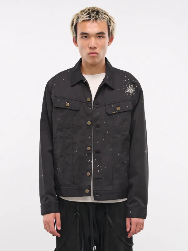 Embroidered Trucker Jacket (UC2D4209-1-BLACK) sold by lorenzo
