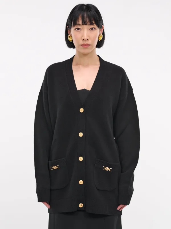 Wool-Cashmere Cardigan (1014091-1A11287-1B000-BLACK) made by Versace