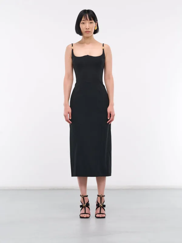 Medusa '95 Fluted Dress (1011662-1A00540-1B000-BLACK) sold by lorenzo