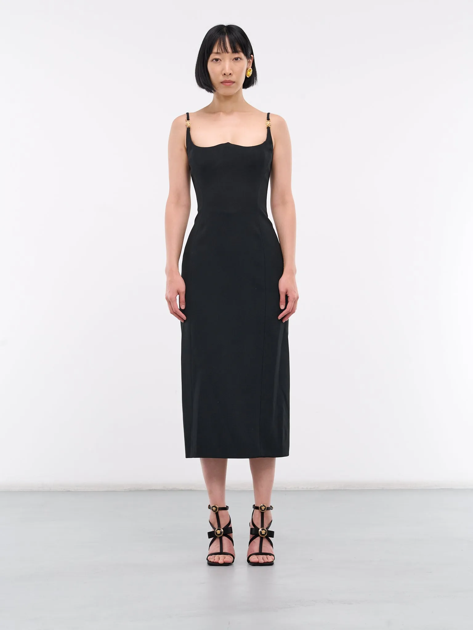 Medusa '95 Fluted Dress (1011662-1A00540-1B000-BLACK) sold by lorenzo