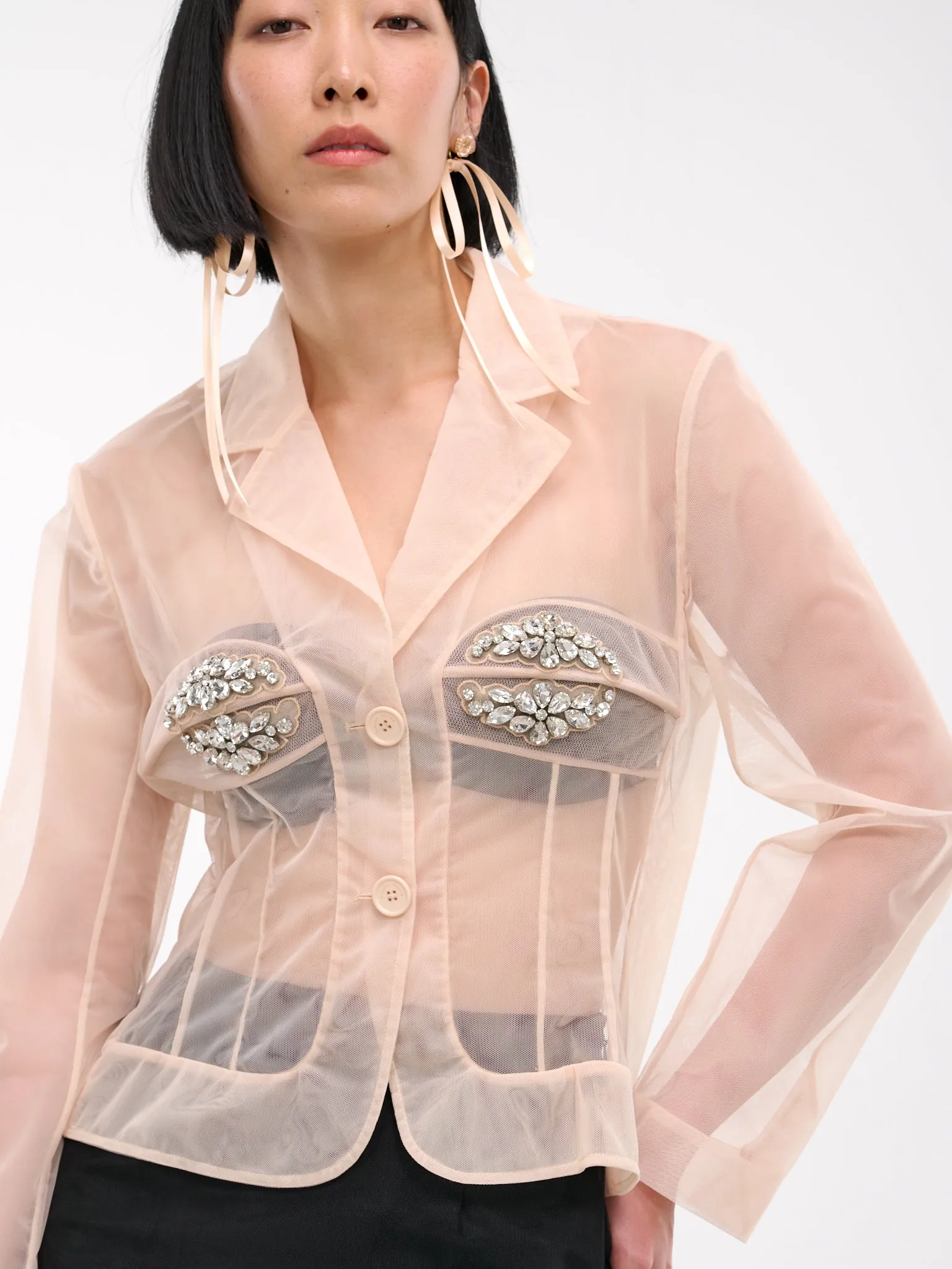Sheer Tulle Jacket (6097B-0069-NUDE-CLEAR) sold by lorenzo product image thumbnail 5